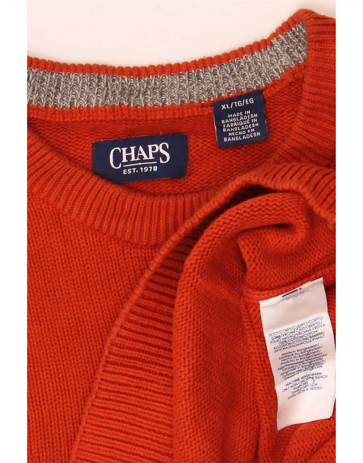 Suéter masculino Chaps com gola redonda XL laranja algodão