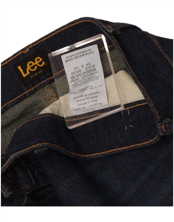 Lee Mens Slim Jeans W34 L32 Azul Marinho Algodão