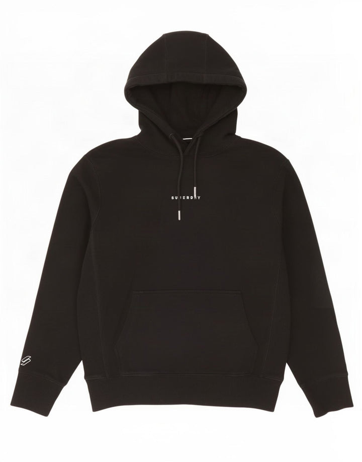 Superdry moletom com capuz masculino médio algodão preto