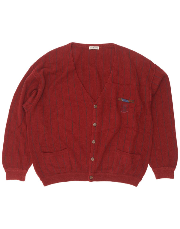 Suéter cardigã masculino Cacharel EU 56 2XL caxemira listrada borgonha