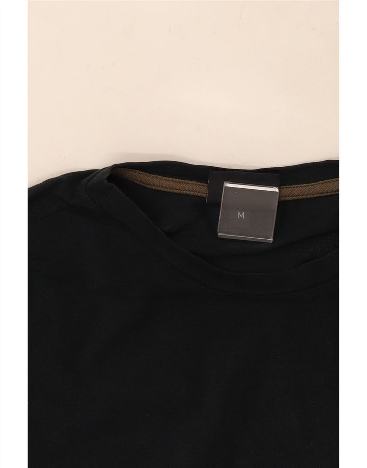 TRUSSARDI JEANS Camiseta masculina gráfica top médio algodão preto