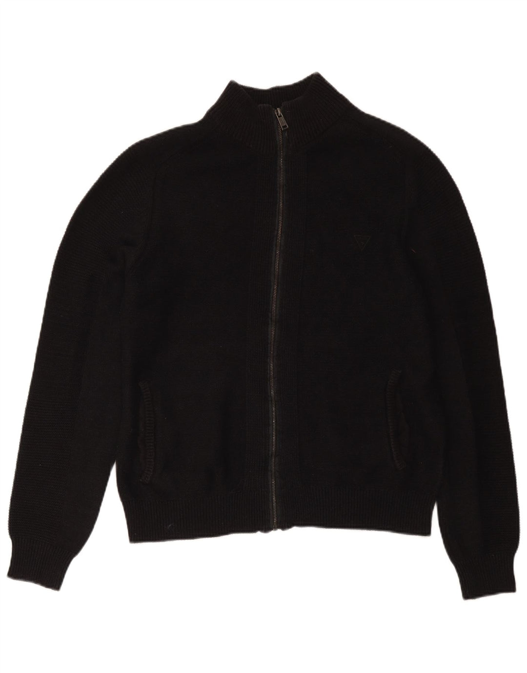Suéter masculino Guess com zíper completo e algodão preto médio 40
