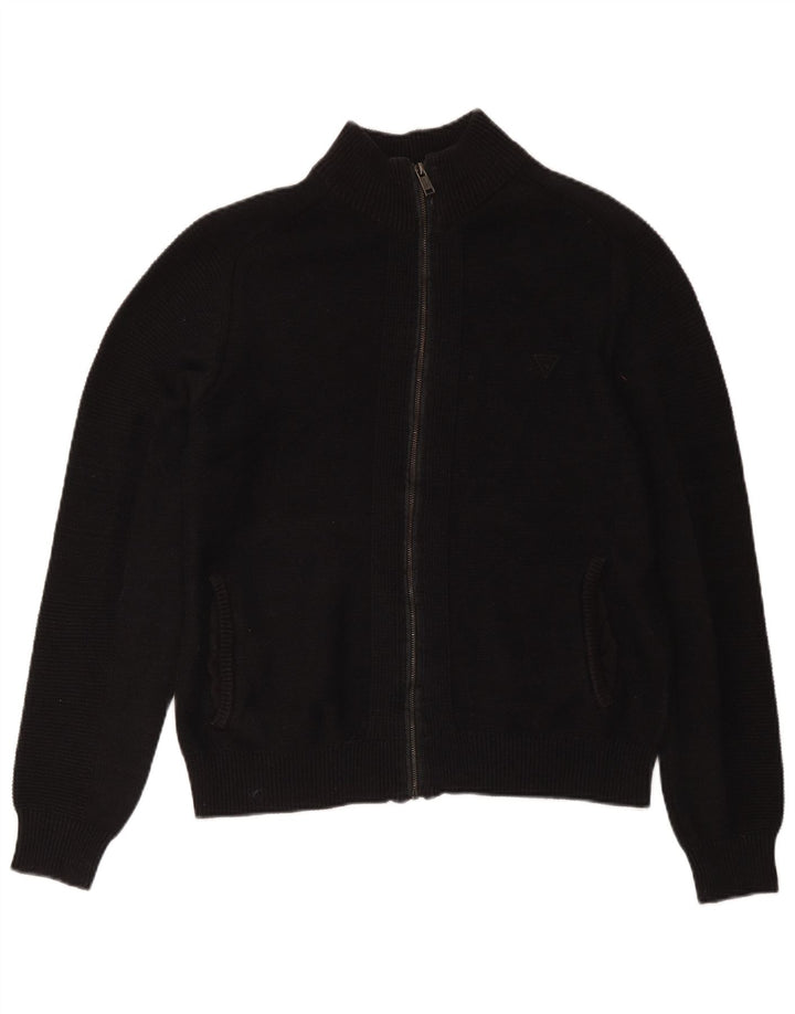 Suéter masculino Guess com zíper completo e algodão preto médio 40
