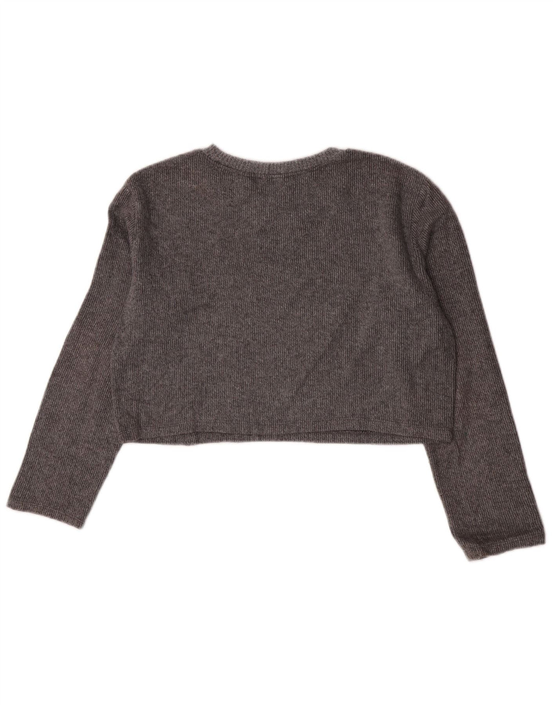 Zara Womens Crop Top Manga Longa Reino Unido 10 Pequeno Algodão Cinza
