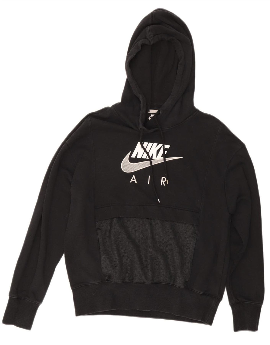 NIKE Womens Air Oversized Graphic Hoodie Jumper UK 6 XS Algodão Preto