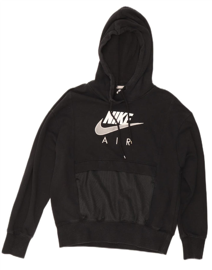 NIKE Womens Air Oversized Graphic Hoodie Jumper UK 6 XS Algodão Preto