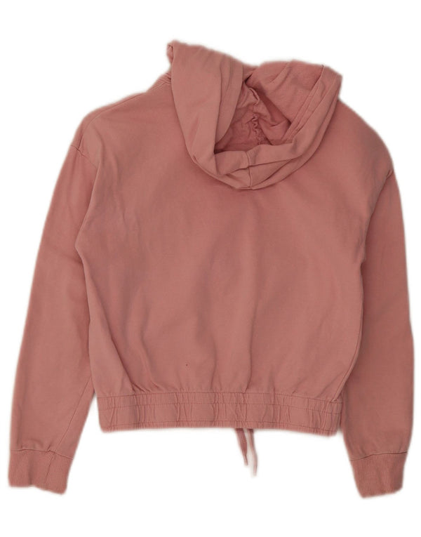 Suéter com capuz gráfico Dkny para meninas 7-8 anos rosa algodão colorblock