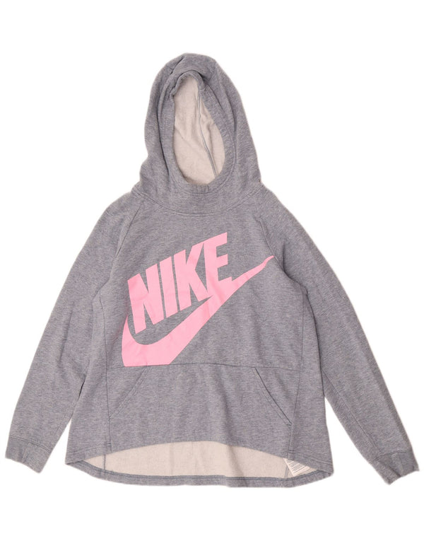Jumper com capuz gráfico Nike Girls 13-14 anos XL cinza algodão