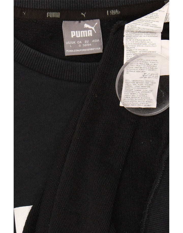PUMA moletom gráfico masculino jumper grande algodão preto