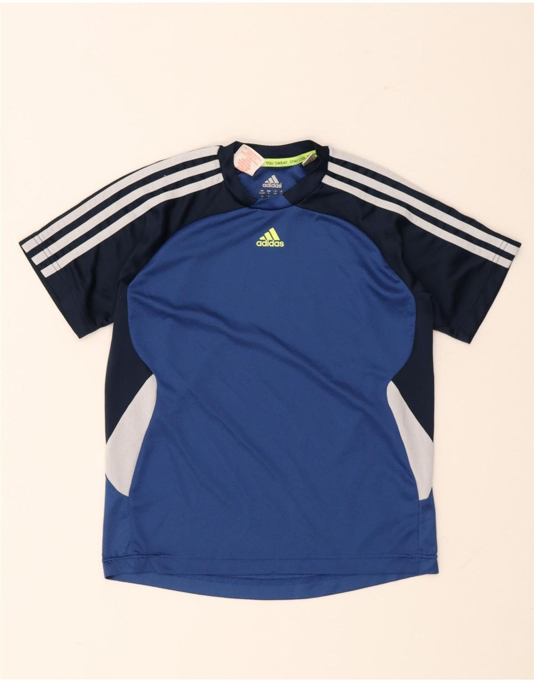 Camiseta Adidas Meninos 11-12 Anos Azul Colorblock Poliéster