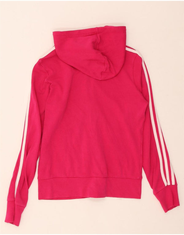 ADIDAS Womens Zip Hoodie Sweater UK 10 Pequeno Algodão Rosa