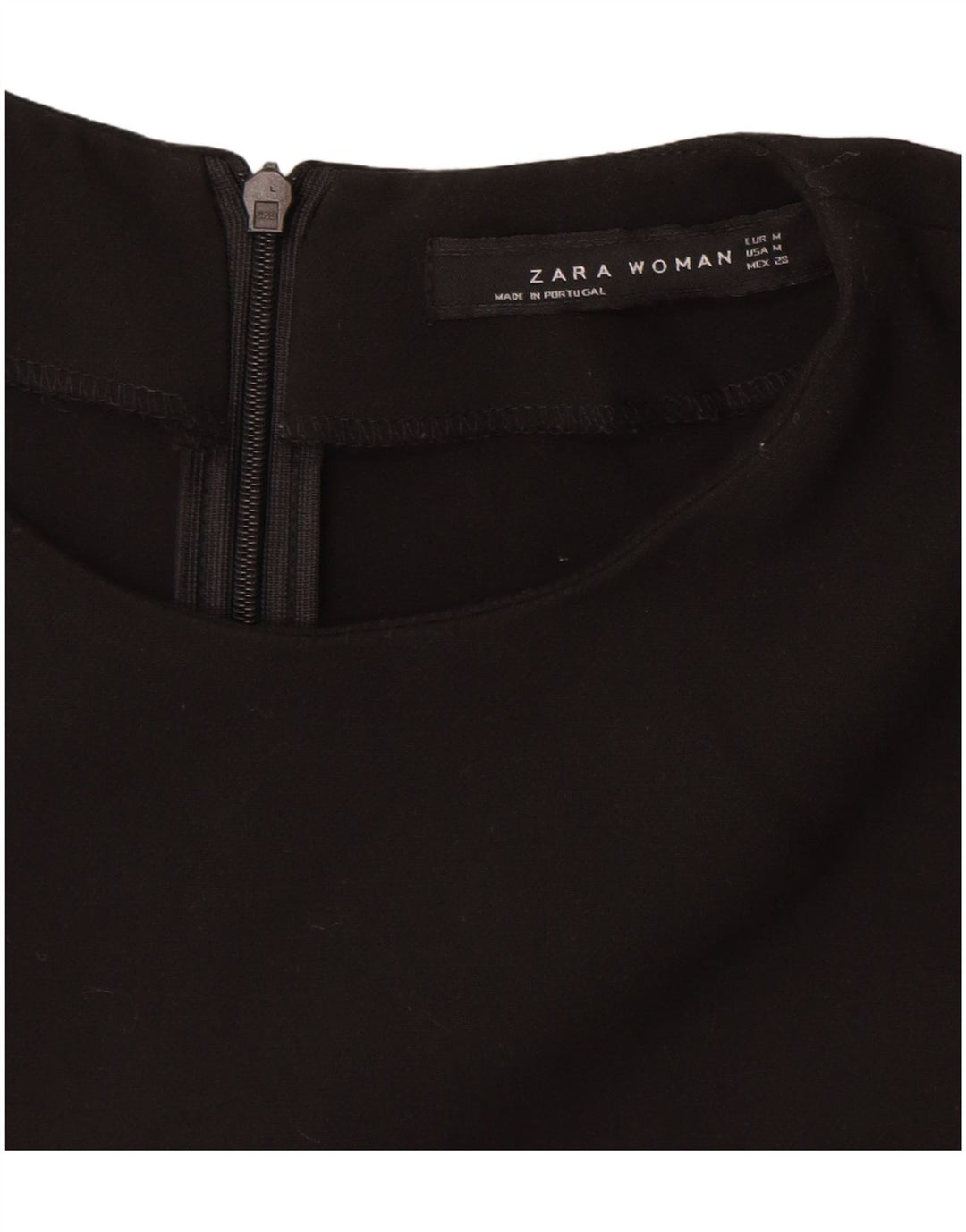 ZARA Vestido feminino sem mangas com bainha UK 12 Médio Preto