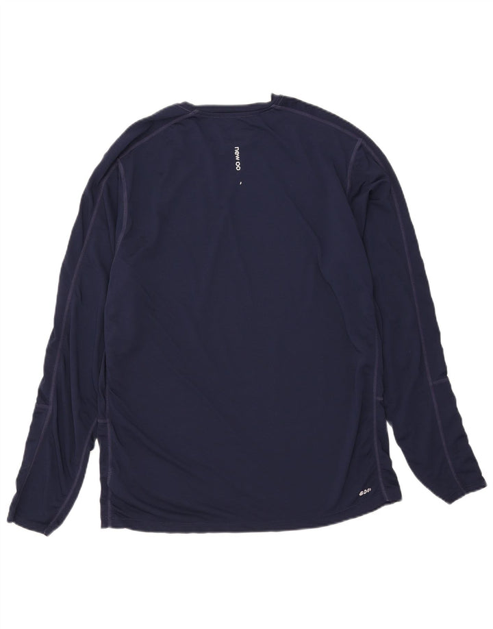 Top gráfico masculino New Balance manga comprida grande poliéster azul marinho