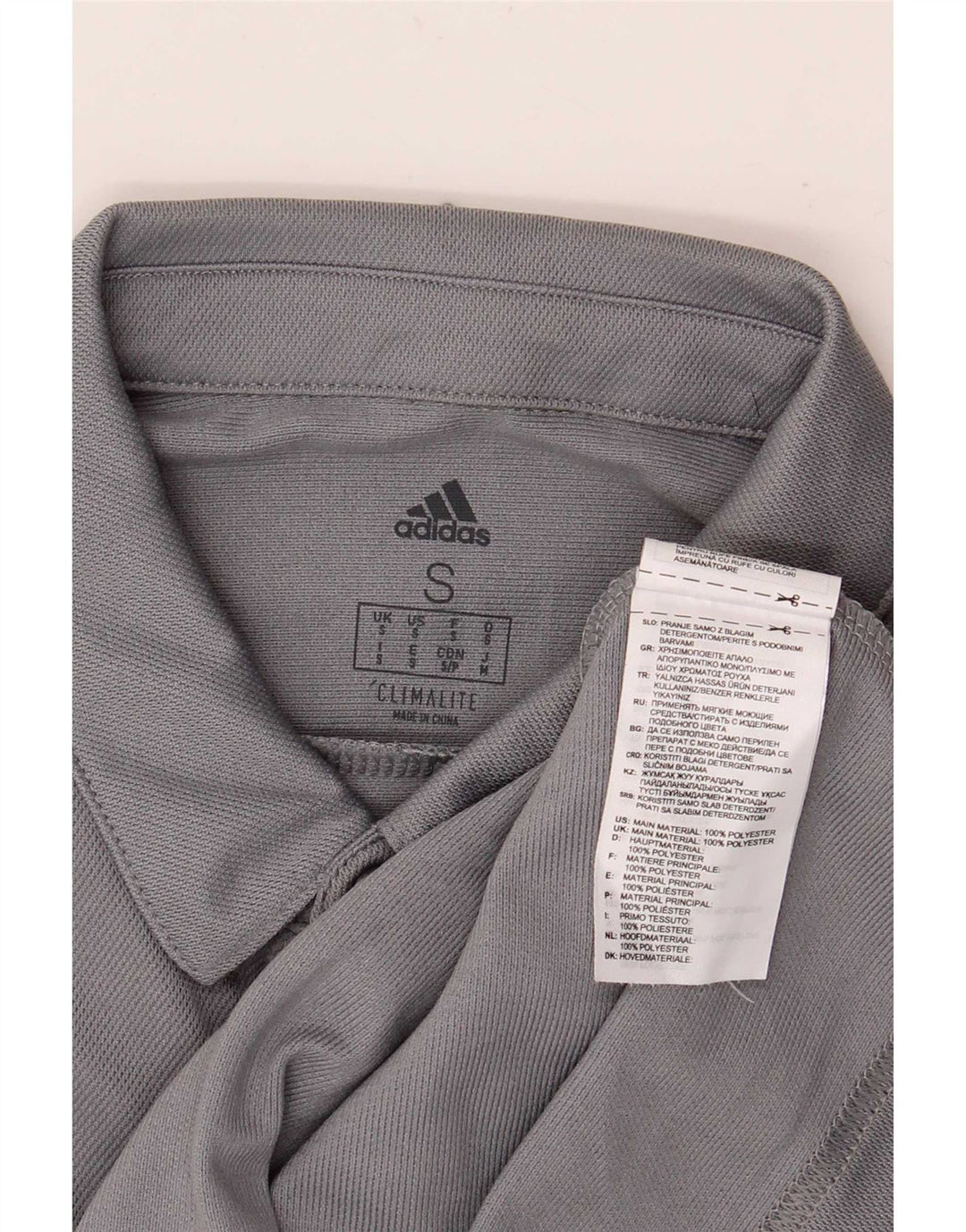 Camisa polo masculina Adidas Climalite pequena cinza colorblock poliéster