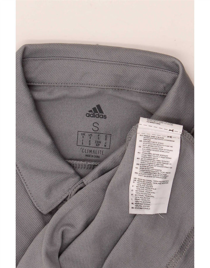 Camisa polo masculina Adidas Climalite pequena cinza colorblock poliéster