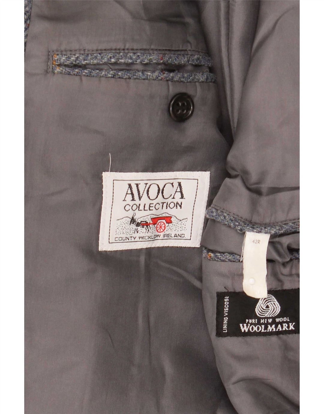 Jaqueta Blazer Masculina Avoca com 3 Botões UK 42 XL Lã Cinza