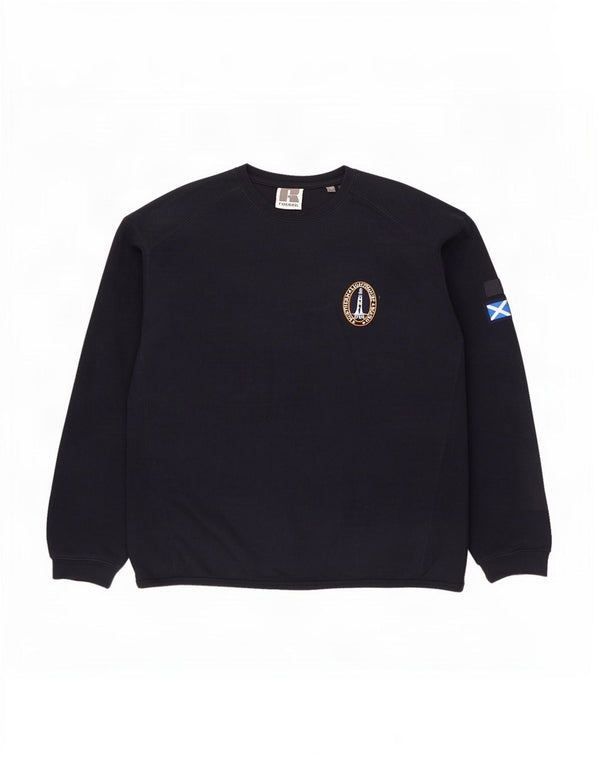 Russell Athletic Mens Moletom Jumper Grande Algodão Azul Marinho