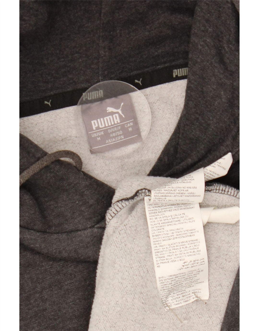 Puma masculino gráfico moletom com capuz cinza médio algodão colorblock