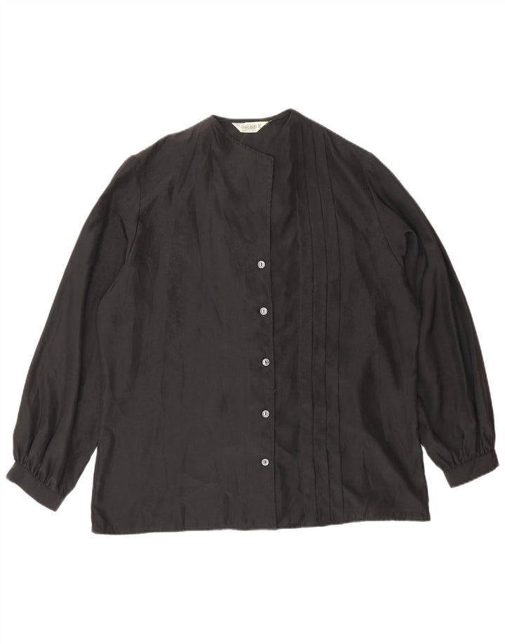 Blusa feminina VINTAGE IT 46 grande poliéster preto