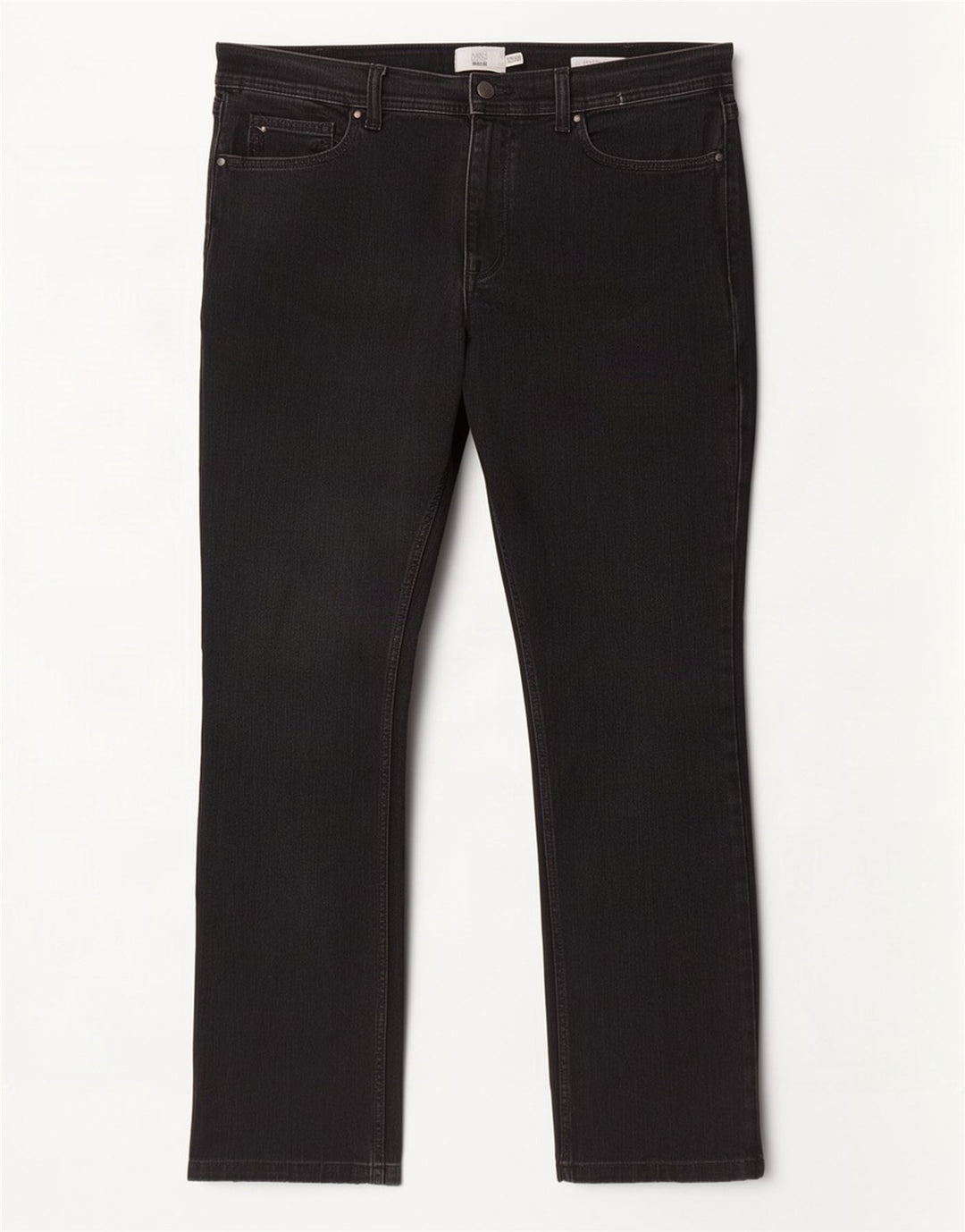 Calça jeans reta regular masculina Marks & Spencer W36 L31 algodão preto