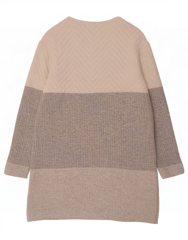 Vestido jumper feminino Zara UK 10 pequeno poliéster colorblock multicolorido