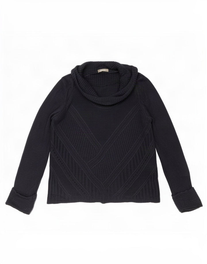 Suéter feminino Oasis com gola redonda Reino Unido 14 médio azul marinho poliacrílico