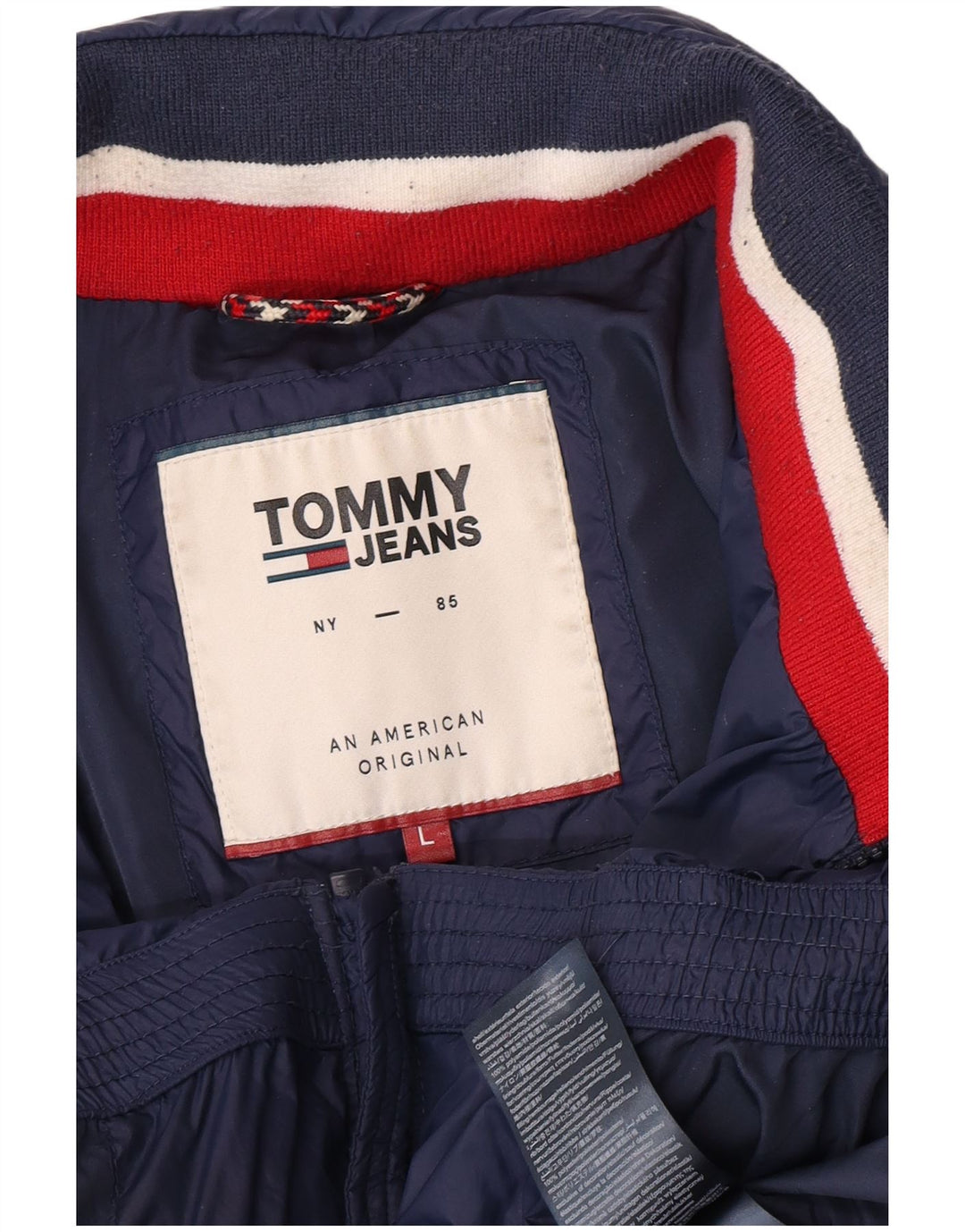 Jaqueta acolchoada masculina Tommy Hilfiger UK 40 grande azul marinho poliamida
