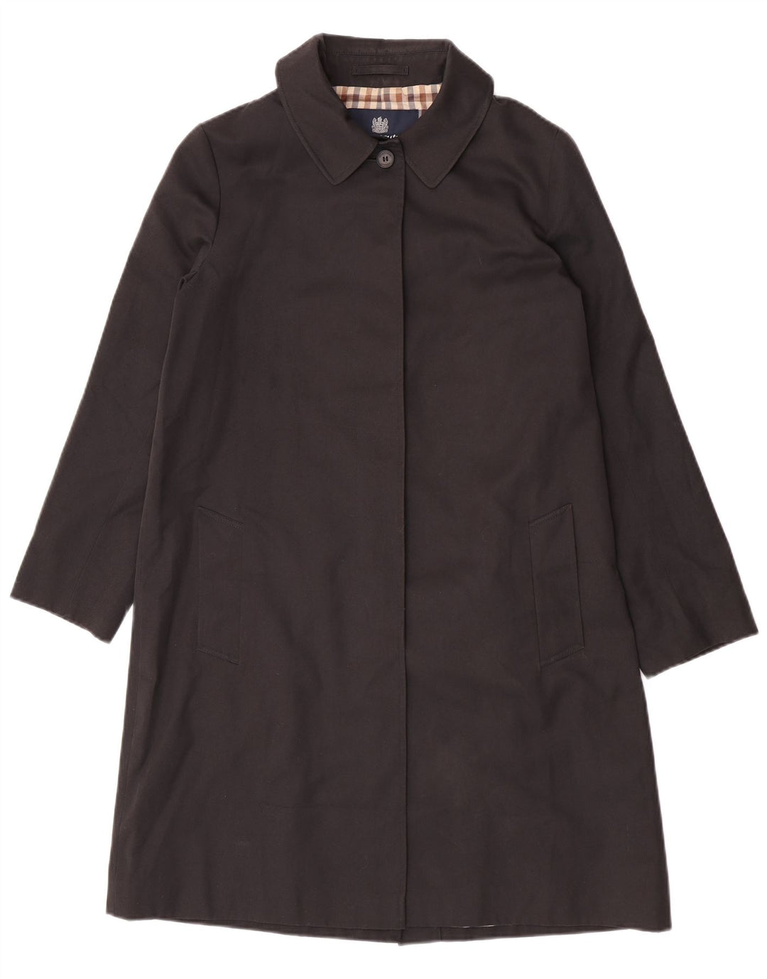 Sobretudo feminino Aquascutum UK 14 grande poliéster preto