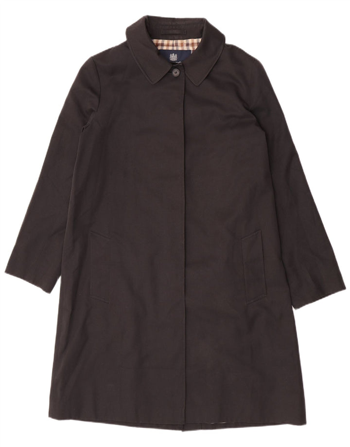 Sobretudo feminino Aquascutum UK 14 grande poliéster preto