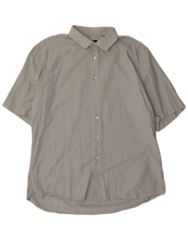 Camisa masculina Dkny de manga curta slim fit XL verde risca de giz algodão