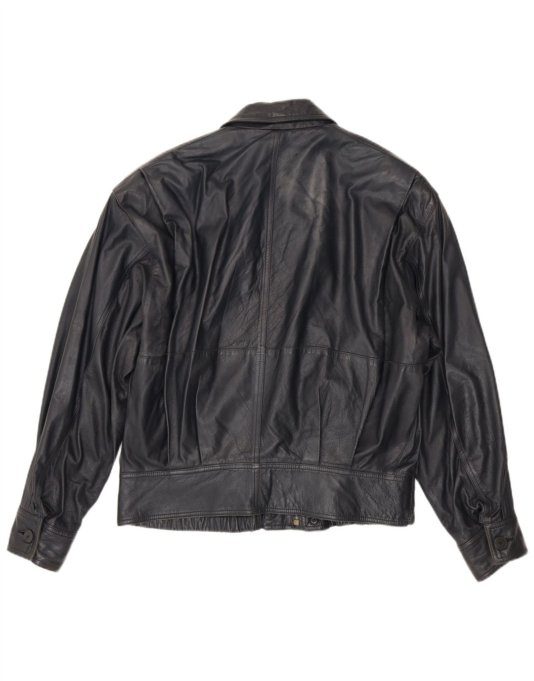 Jaqueta masculina de couro bomber La Matta Reino Unido 38 couro azul marinho médio