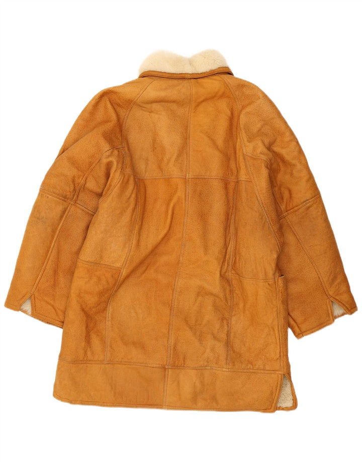 Casaco feminino vintage oversized shearling UK 14 médio bege
