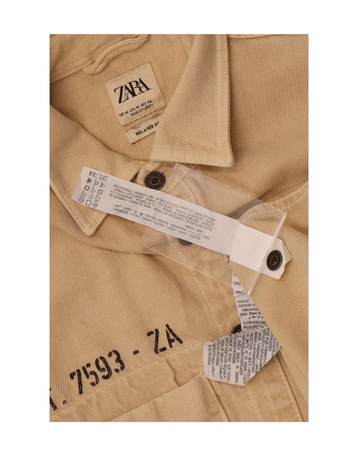 Camisa masculina Zara Graphic Relaxed Fit Algodão Bege Médio