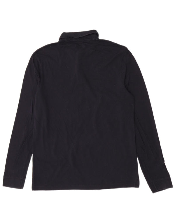 Camisa polo masculina de manga comprida Hugo Boss, algodão azul marinho médio