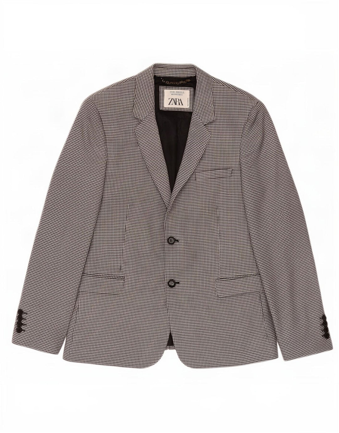Jaqueta blazer masculina Zara com 2 botões UE 52 grande preto Houndstooth