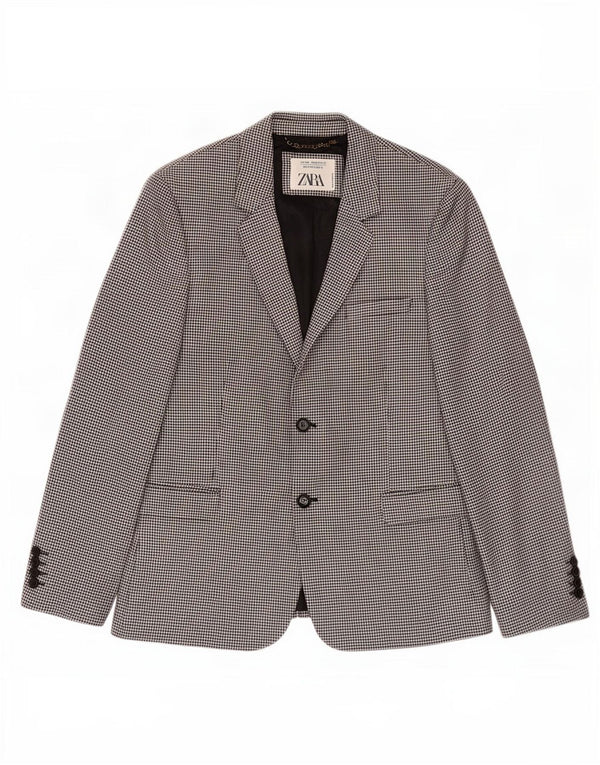 Jaqueta blazer masculina Zara com 2 botões UE 52 grande preto Houndstooth