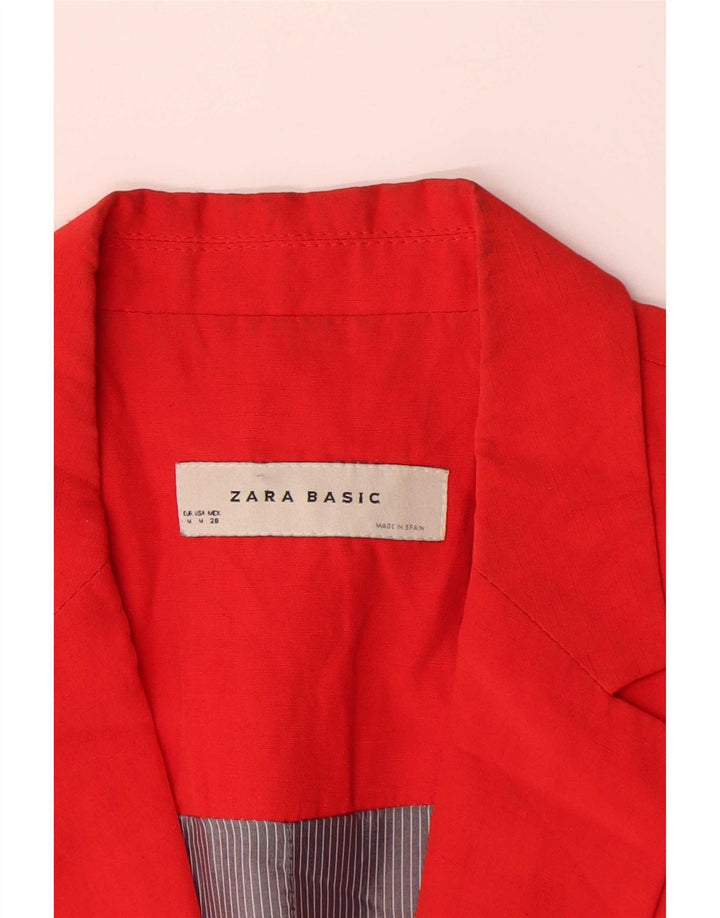 Jaqueta blazer feminina Zara com 1 botão Reino Unido 12 viscose vermelha média