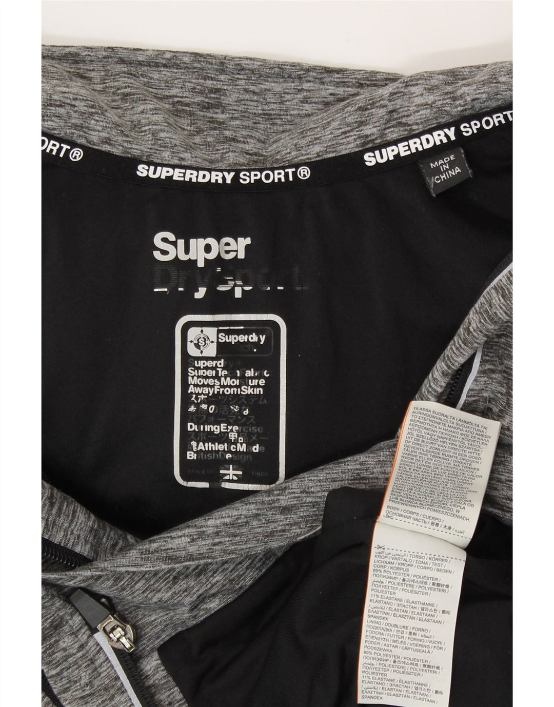 Suéter feminino SUPERDRY com capuz e zíper gráfico Reino Unido 14 cinza médio manchado
