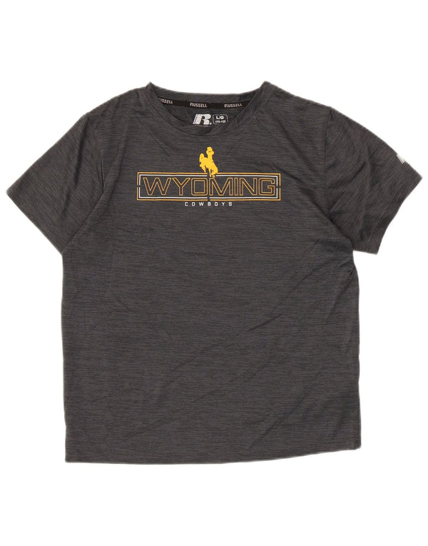 Camiseta Russell Athletic Boys Wyoming Graphic 10-11 anos grande cinza