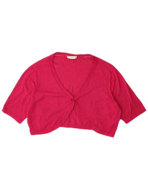 Suéter cardigã bolero feminino de manga curta Marks & Spencer Reino Unido 18 XL rosa