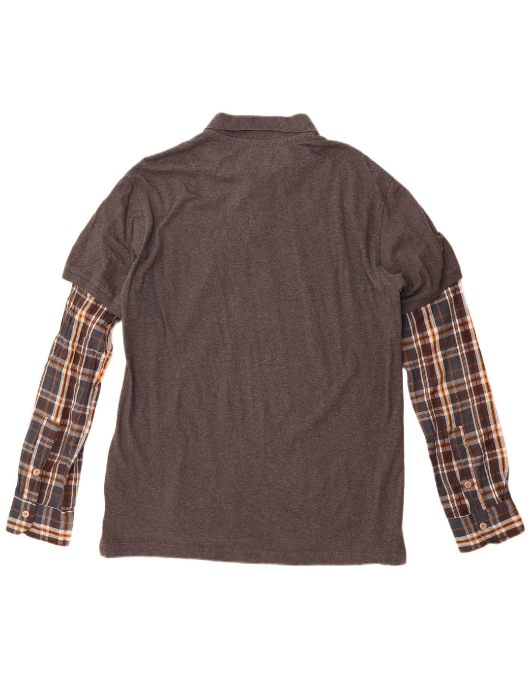 Camisa pólo regular masculina de manga comprida Desigual XL cinza xadrez algodão