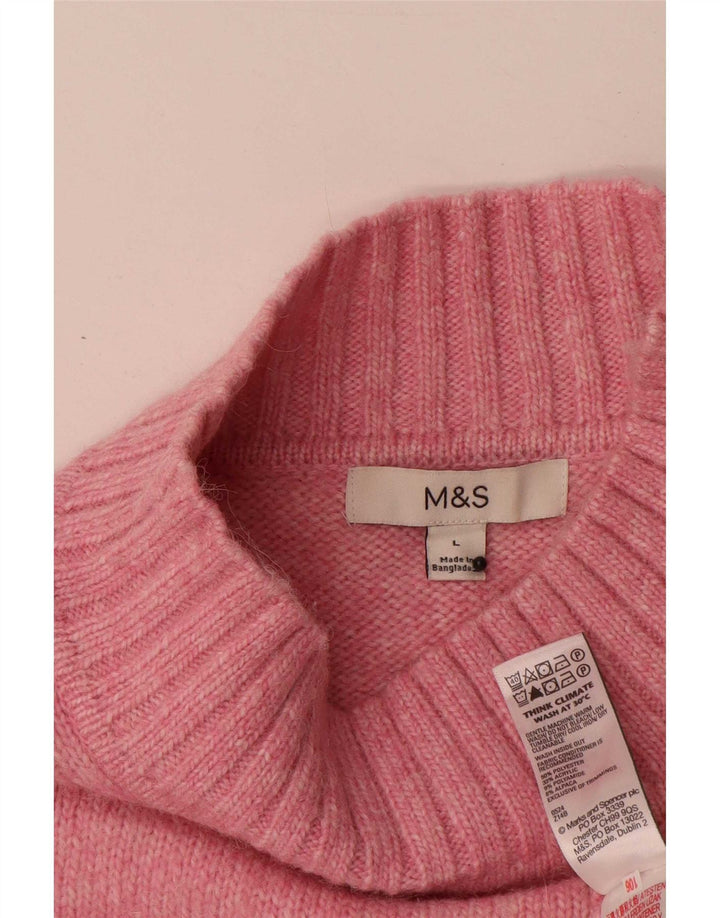 Suéter feminino Marks & Spencer com gola tartaruga Reino Unido 16 grande rosa