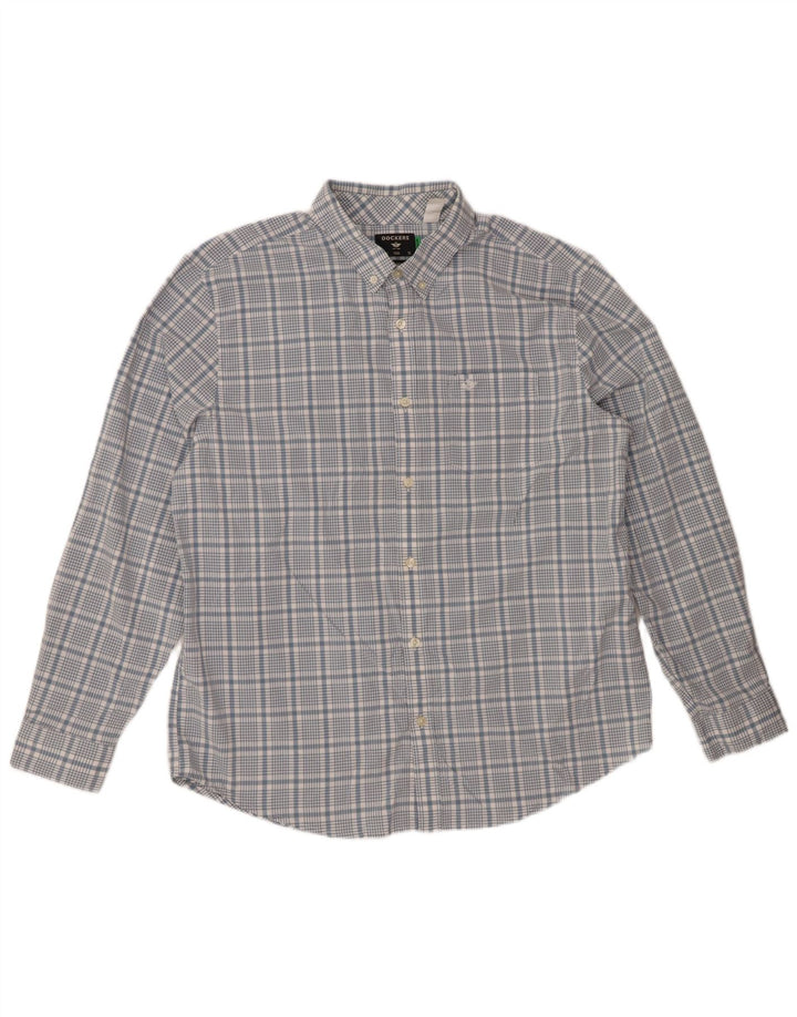 Camisa masculina DOCKERS Classic Fit XL algodão xadrez azul