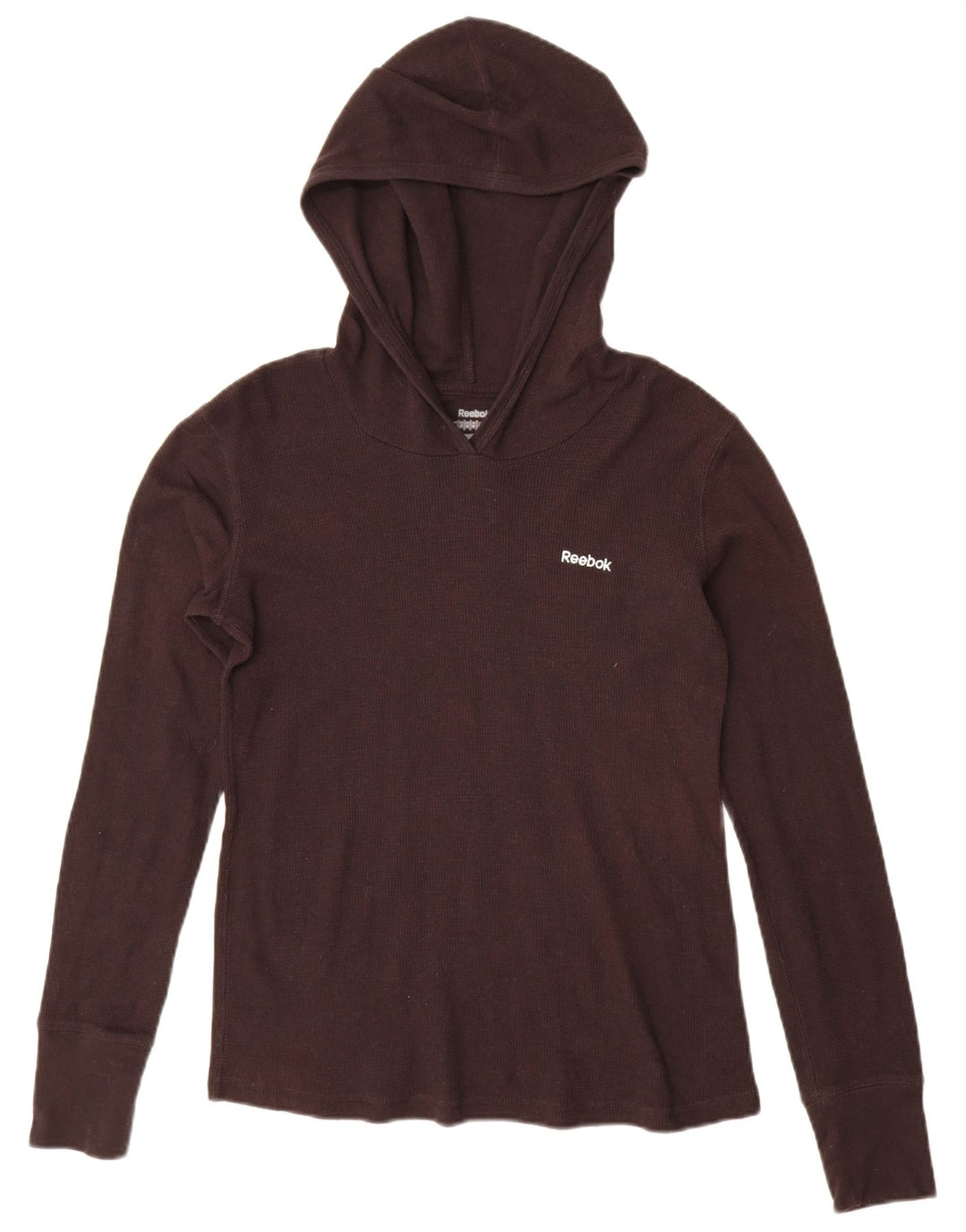 Reebok Womens Hooded Top Manga Longa UK 12 Médio Algodão Marrom