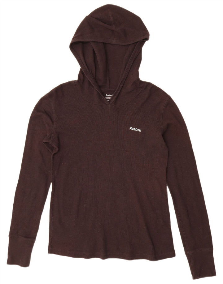Reebok Womens Hooded Top Manga Longa UK 12 Médio Algodão Marrom