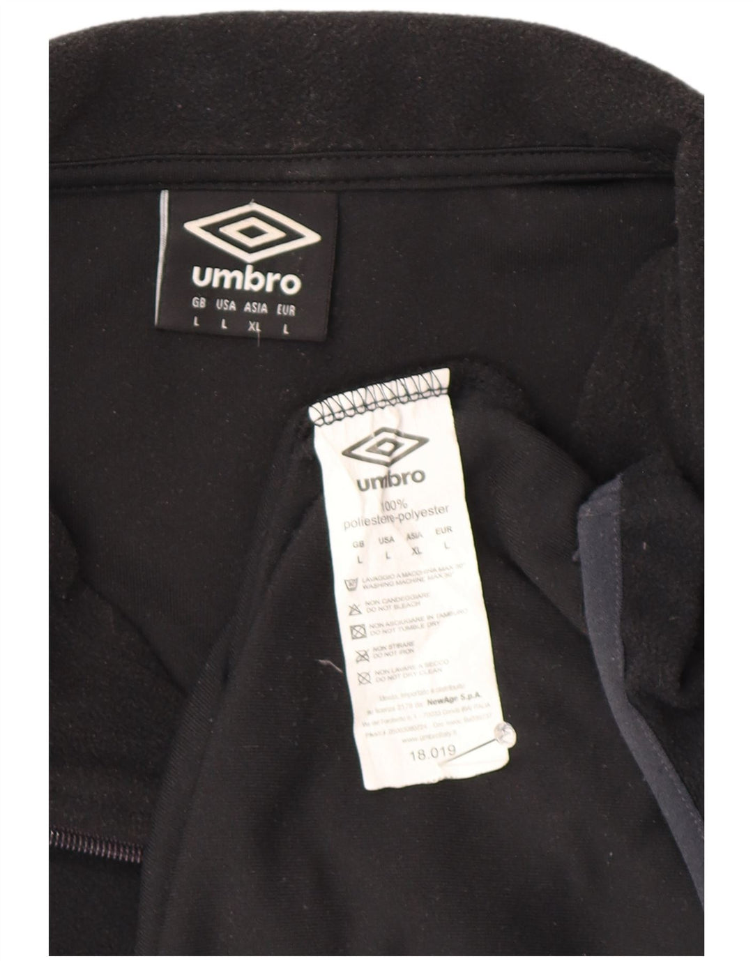 Suéter de lã masculino Umbro com zíper e gola grande poliéster preto