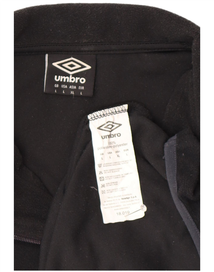 Suéter de lã masculino Umbro com zíper e gola grande poliéster preto