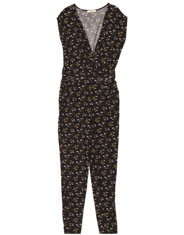 Macacão feminino sem mangas Oasis UK 12 viscose floral preta média