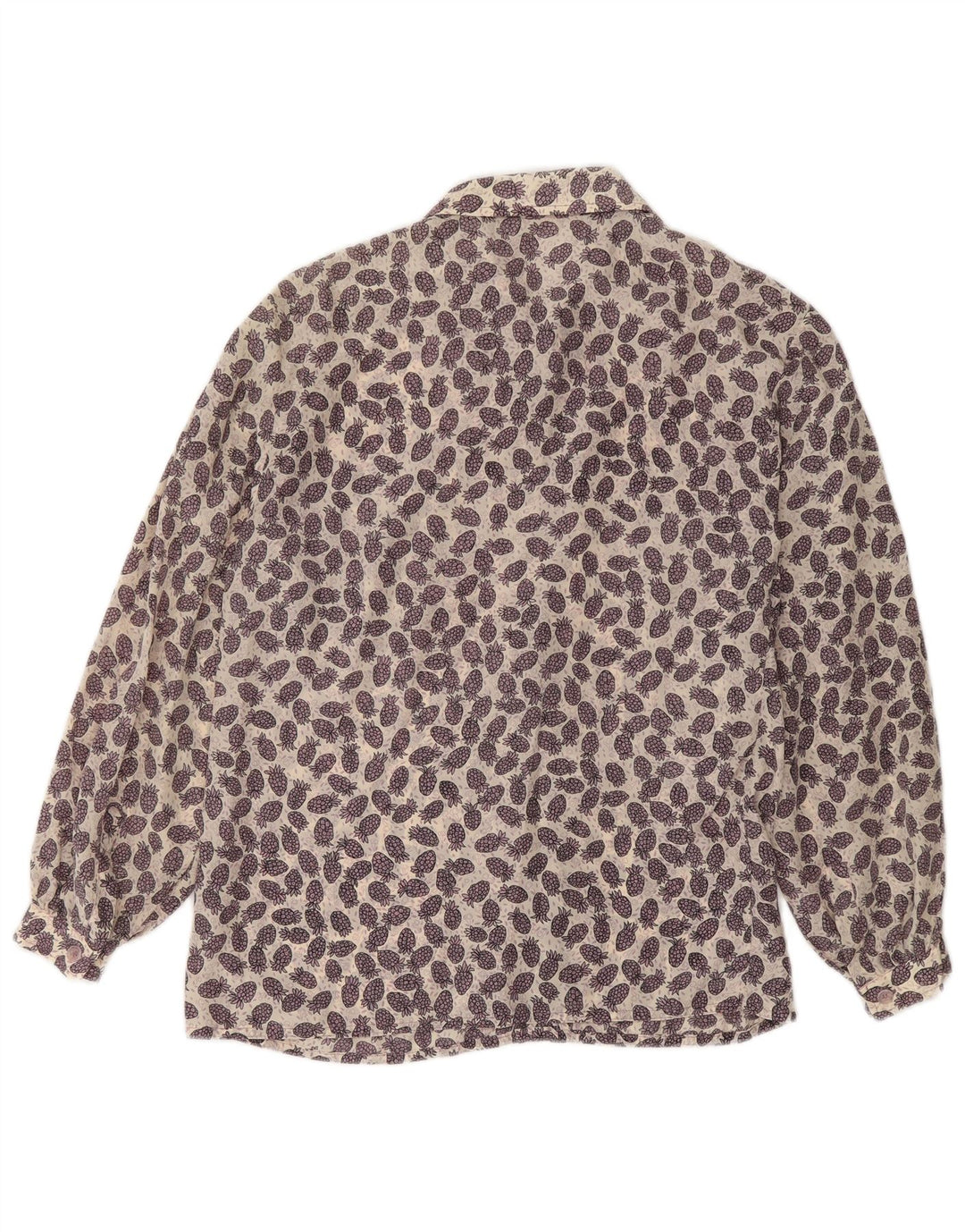 Blusa feminina vintage com estampa abstrata Reino Unido 12 roxo médio