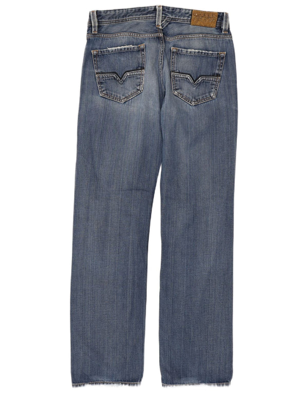 Diesel Mens Larkee Distressed Straight Jeans W33 L34 Azul Algodão